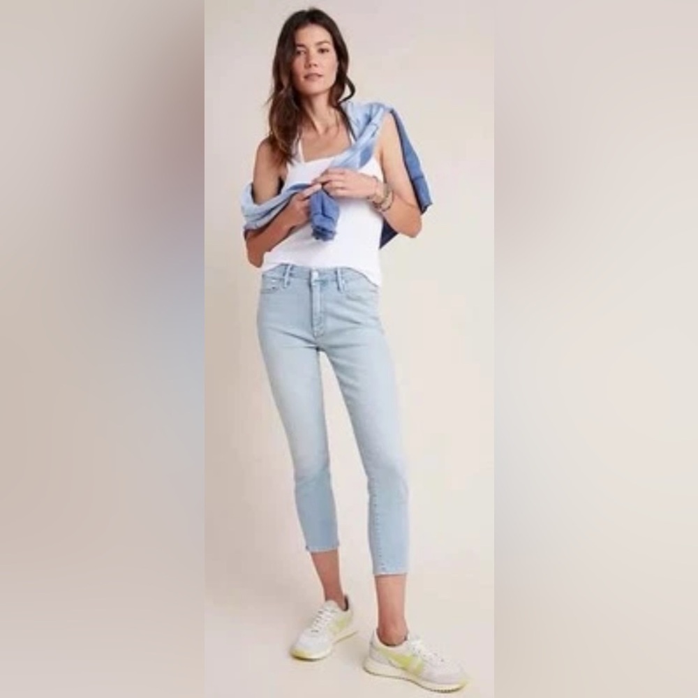 MOTHER High Waisted The Looker crop Swimming Pool Sunday Size 24  blue jeans